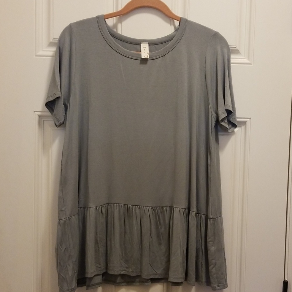 M T S Gray Babydoll style top